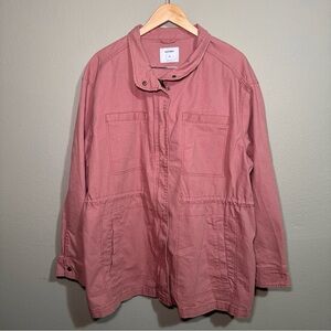 Old Navy Canvas Utility Field Jacket XXL Amelia Rose Full Zip Cargo Cinch Waist